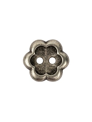 Silver Concave 2-Hole Metal Flower Button – 24L/15mm Silver Concave 2-Hole Metal Flower Button – 24L/15mm