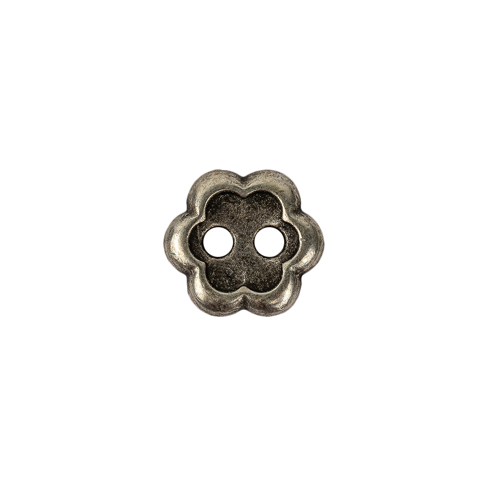 Silver Concave 2-Hole Metal Flower Button – 20L/12.5mm Silver Concave 2-Hole Metal Flower Button – 20L/12.5mm