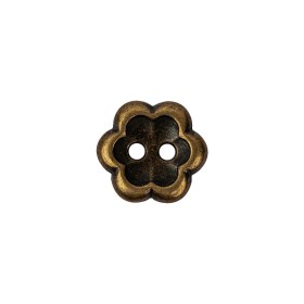 Bronze Concave 2-Hole Metal Flower Button – 24L/15mm Bronze Concave 2-Hole Metal Flower Button – 24L/15mm