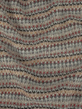 Italian Light Gray, Red and Saffron Striped Wool Sweater Knit Italian Light Gray, Red and Saffron Striped Wool Sweater Knit