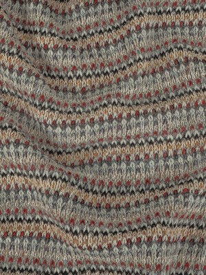 Italian Light Gray, Red and Saffron Striped Wool Sweater Knit Italian Light Gray, Red and Saffron Striped Wool Sweater Knit