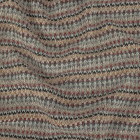 Italian Light Gray, Red and Saffron Striped Wool Sweater Knit Italian Light Gray, Red and Saffron Striped Wool Sweater Knit