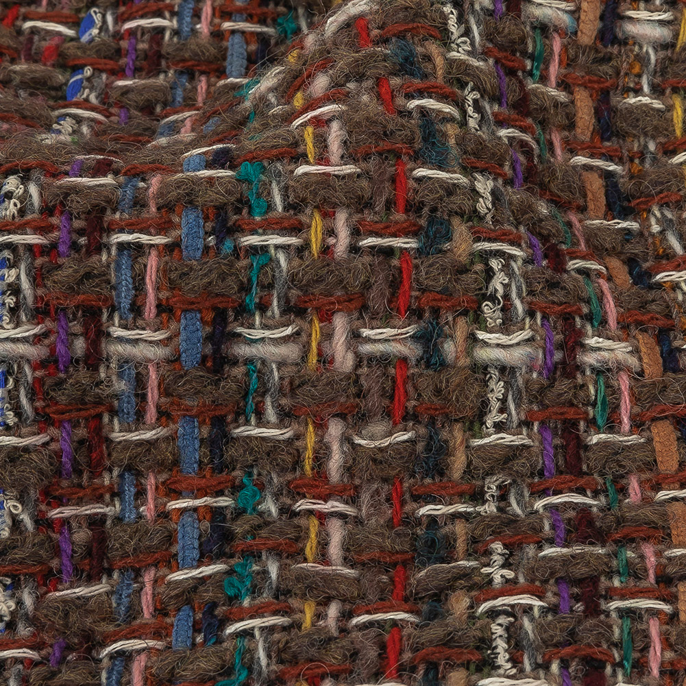 Italian Taupe, Olive and Multicolor Blended Wool Tweed Italian Taupe, Olive and Multicolor Blended Wool Tweed