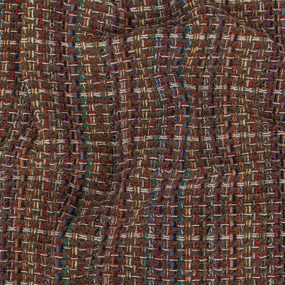 Italian Taupe, Olive and Multicolor Blended Wool Tweed Italian Taupe, Olive and Multicolor Blended Wool Tweed