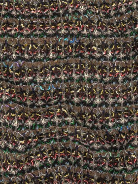 Italian Army Green, Yellow and Hot Pink Stripes Boucled Wool Sweater Knit Italian Army Green, Yellow and Hot Pink Stripes Boucled Wool Sweater Knit