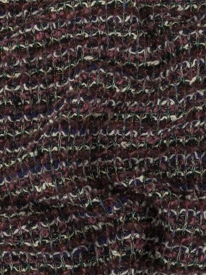 Rose, Eggplant and Metallic Silver Loopy Wool Sweater Knit Rose, Eggplant and Metallic Silver Loopy Wool Sweater Knit