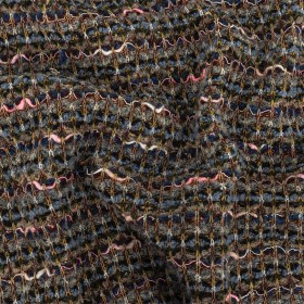 Italian Blue, Green and Yellow Stripes Boucled Wool Sweater Knit Italian Blue, Green and Yellow Stripes Boucled Wool Sweater Knit