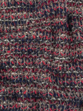 Navy, White and Neon Pink Loopy Stripes Wool Sweater Knit Navy, White and Neon Pink Loopy Stripes Wool Sweater Knit