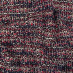 Navy, White and Neon Pink Loopy Stripes Wool Sweater Knit Navy, White and Neon Pink Loopy Stripes Wool Sweater Knit