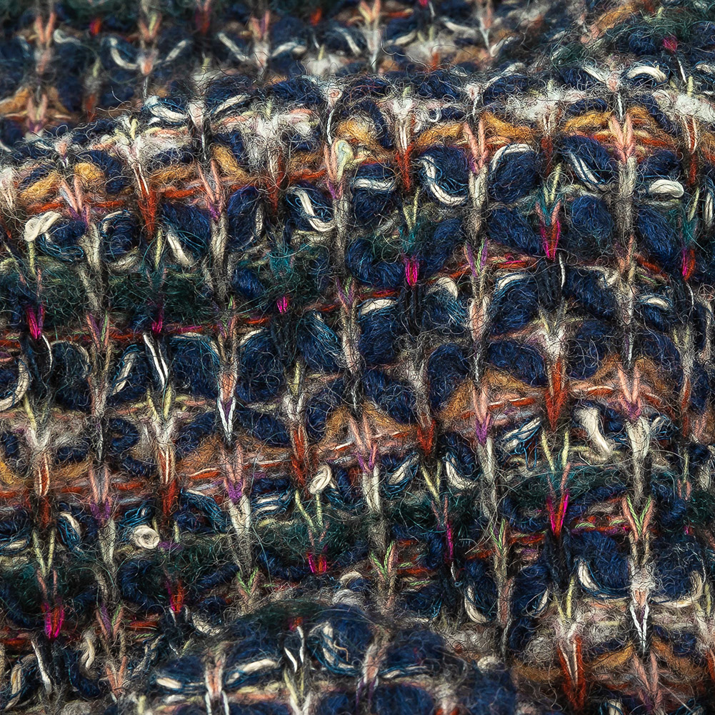 Dark Forest, Navy, and Beige Striated Chunky Wool Knit
