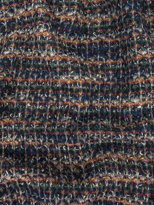 Dark Forest, Navy, and Beige Striated Chunky Wool Knit Dark Forest, Navy, and Beige Striated Chunky Wool Knit