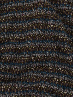 Teal, Gray and Olive Striped Chunky Wool Knit with Metallic Silver Accents Teal, Gray and Olive Striped Chunky Wool Knit with Metallic Silver Accents