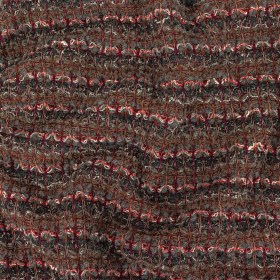 Dark Gull Gray, Golden Olive and Coral Stripes Boucled Wool Sweater Knit Dark Gull Gray, Golden Olive and Coral Stripes Boucled Wool Sweater Knit