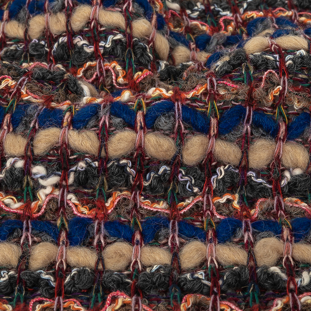 Blue, Sesame, and Wine Chunky Striped Wool Knit