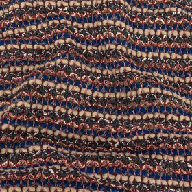 Blue, Sesame, and Wine Chunky Striped Wool Knit Blue, Sesame, and Wine Chunky Striped Wool Knit
