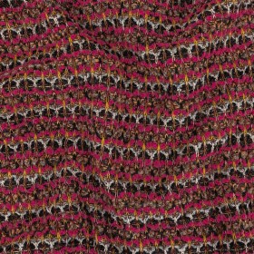 Italian Hot Pink, Gray and Mustard Stripes Wool Boucle Sweater Knit Italian Hot Pink, Gray and Mustard Stripes Wool Boucle Sweater Knit
