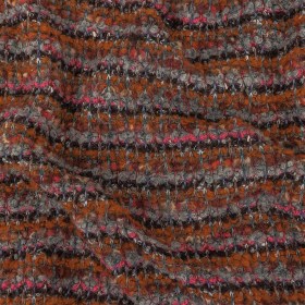 Italian Pumpkin, Drizzle, and Fandango Pink Striped Wool Boucle Knit Italian Pumpkin, Drizzle, and Fandango Pink Striped Wool Boucle Knit