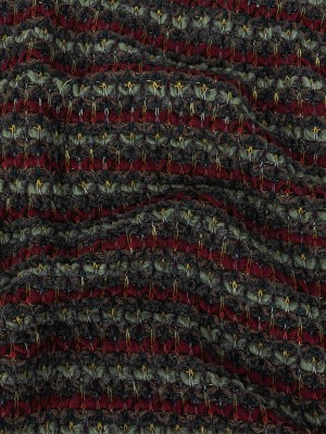 Italian Burgundy, Raven and Brunette Striped Chunky Wool Knit Italian Burgundy, Raven and Brunette Striped Chunky Wool Knit