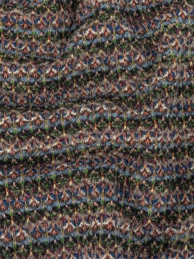 Italian Navy, Dusty Blue and Green Striped Boucle Wool Sweater Knit Italian Navy, Dusty Blue and Green Striped Boucle Wool Sweater Knit