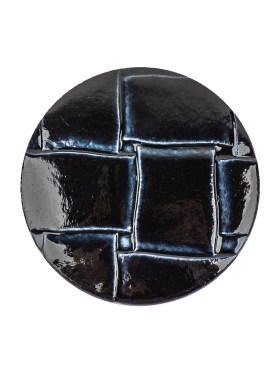 Italian Shiny Navy Basketweave Embossed Faux Leather Button – 40L/25.5mm Italian Shiny Navy Basketweave Embossed Faux Leather Button – 40L/25.5mm