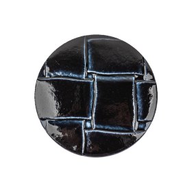 Italian Shiny Navy Basketweave Embossed Faux Leather Button – 40L/25.5mm Italian Shiny Navy Basketweave Embossed Faux Leather Button – 40L/25.5mm