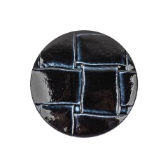 Italian Shiny Navy Basketweave Embossed Faux Leather Button – 40L/25.5mm Italian Shiny Navy Basketweave Embossed Faux Leather Button – 40L/25.5mm