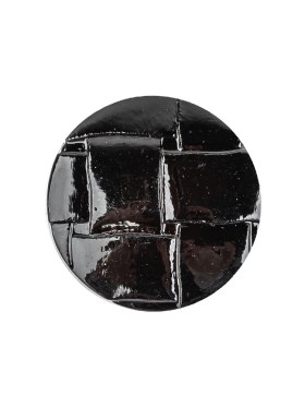 Italian Shiny Black Basketweave Embossed Faux Leather Button – 36L/23mm Italian Shiny Black Basketweave Embossed Faux Leather Button – 36L/23mm