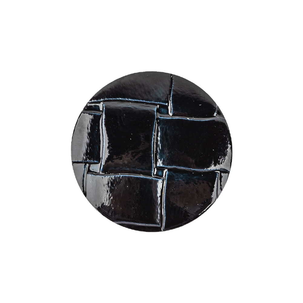 Italian Shiny Navy Basketweave Embossed Faux Leather Button – 36L/23mm Italian Shiny Navy Basketweave Embossed Faux Leather Button – 36L/23mm