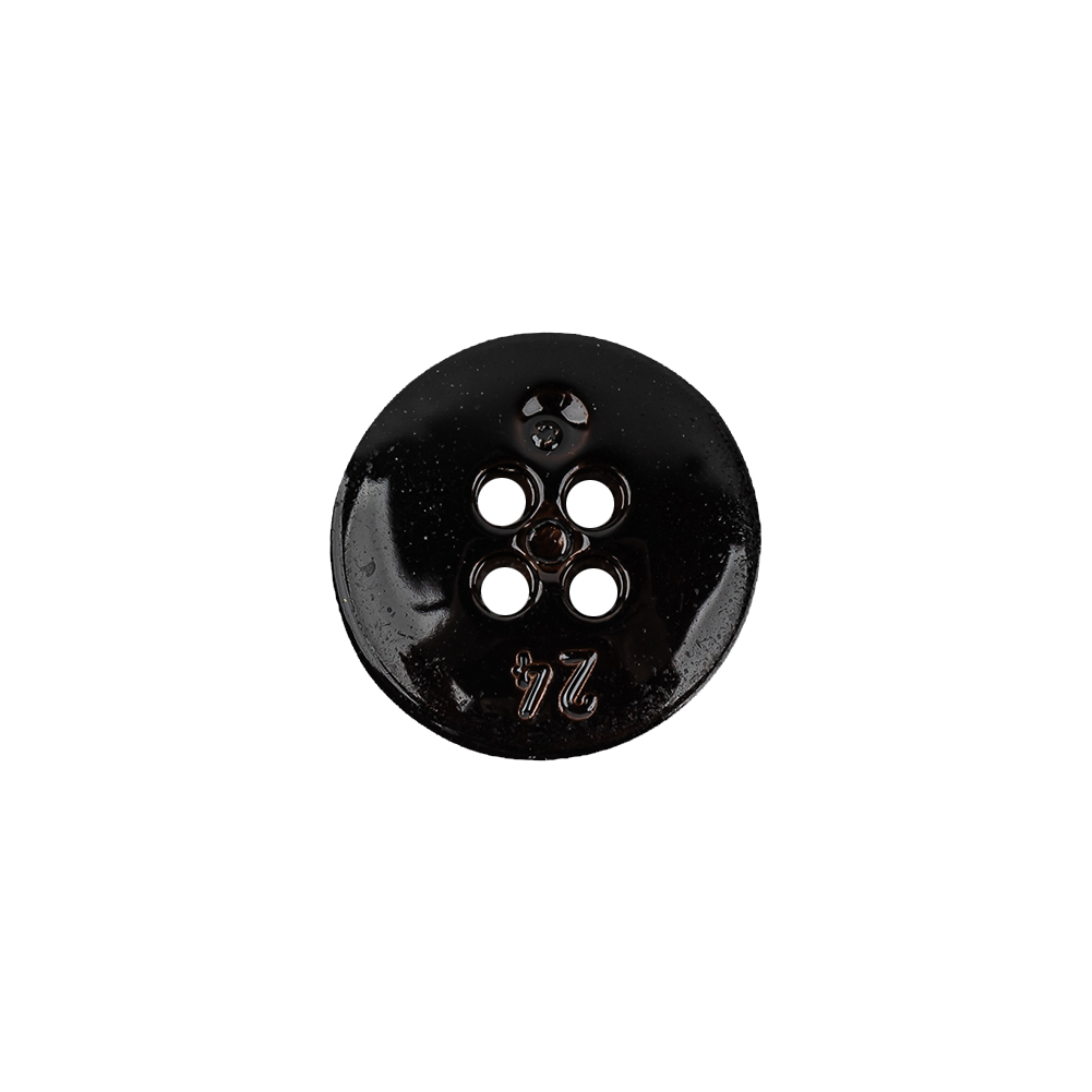 Italian Glossy Midnight Brown Abstract Molded 4-Hole Faux Leather Button – 24L/15mm Italian Glossy Midnight Brown Abstract Molded 4-Hole Faux Leather Button – 24L/15mm