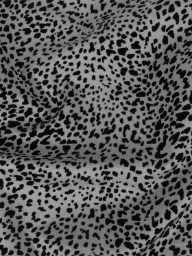 Gray and Black Cheetah Patterned Flocked Stretch Cotton Twill Gray and Black Cheetah Patterned Flocked Stretch Cotton Twill