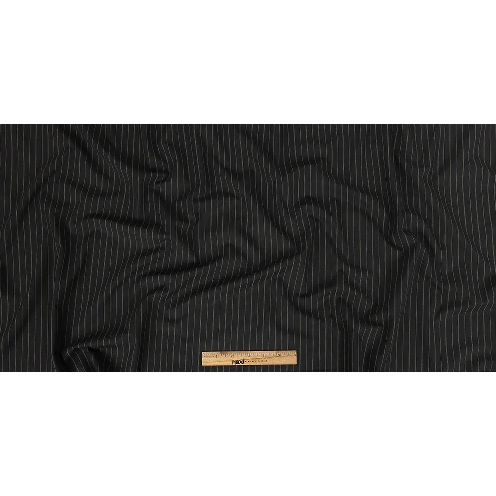 Liz Claiborne Jet Black and Beige Pinstriped Stretch Polyester Suiting Liz Claiborne Jet Black and Beige Pinstriped Stretch Polyester Suiting