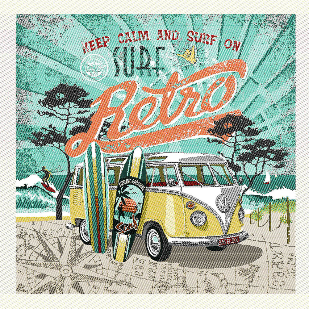 French Mustard, Seafoam and Sand Surf’s Up Oversized Square Patch – 18.875″ French Mustard, Seafoam and Sand Surf’s Up Oversized Square Patch – 18.875″