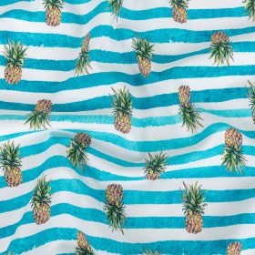 Compression Swimwear Tricot, UV Protective with Aloe Vera Microcapsules – Blue and White Painted Stripes and Pineapples – Caye Collection Compression Swimwear Tricot, UV Protective with Aloe Vera Microcapsules – Blue and White Painted Stripes and Pineapples – Caye Collection