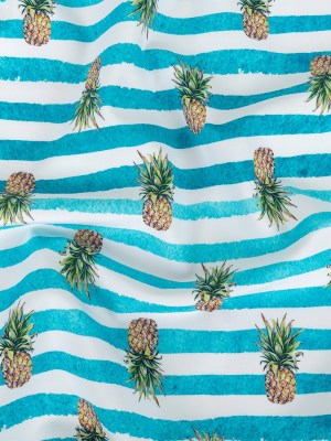 Compression Swimwear Tricot, UV Protective with Aloe Vera Microcapsules – Blue and White Painted Stripes and Pineapples – Caye Collection Compression Swimwear Tricot, UV Protective with Aloe Vera Microcapsules – Blue and White Painted Stripes and Pineapples – Caye Collection