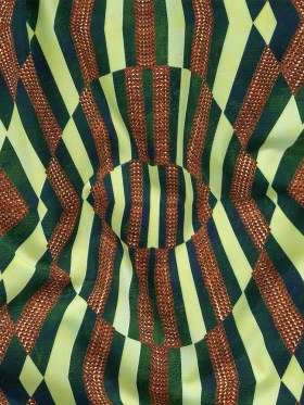 Compression Swimwear Tricot, UV Protective with Aloe Vera Microcapsules – Ambrosia, Green and Wooden Beads Geometric – Caye Collection Compression Swimwear Tricot, UV Protective with Aloe Vera Microcapsules – Ambrosia, Green and Wooden Beads Geometric – Caye Collection