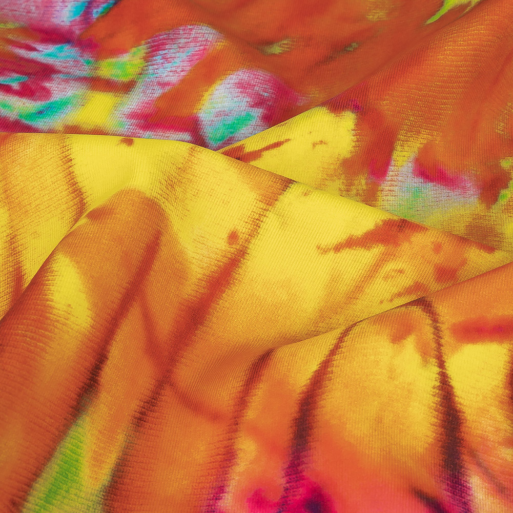 Compression Swimwear Tricot, UV Protective with Aloe Vera Microcapsules – Summer Green and Orange Splash Tie Dye – Caye Collection Compression Swimwear Tricot, UV Protective with Aloe Vera Microcapsules – Summer Green and Orange Splash Tie Dye – Caye Collection