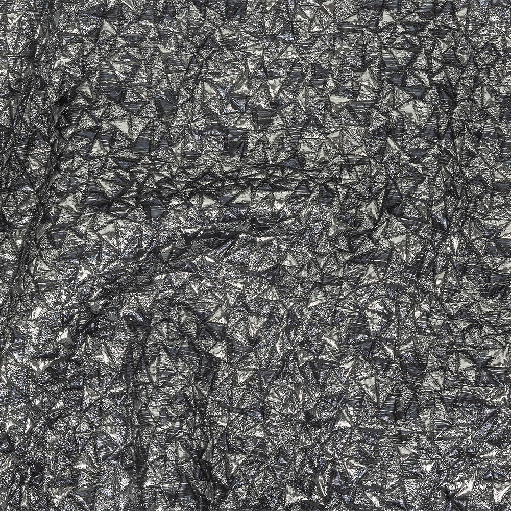 Mood Exclusive Metallic Silver and Navy Tactile Triangles Luxury Brocade Mood Exclusive Metallic Silver and Navy Tactile Triangles Luxury Brocade
