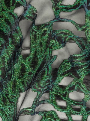 Mood Exclusive Metallic Iridescent Green and Black Mineral Veins Luxury Burnout Brocade Mood Exclusive Metallic Iridescent Green and Black Mineral Veins Luxury Burnout Brocade