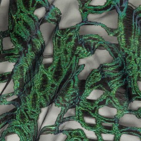 Mood Exclusive Metallic Iridescent Green and Black Mineral Veins Luxury Burnout Brocade Mood Exclusive Metallic Iridescent Green and Black Mineral Veins Luxury Burnout Brocade
