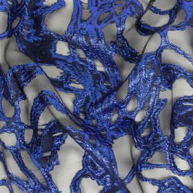 Mood Exclusive Metallic Magnetic Blue and Black Mineral Veins Luxury Burnout Brocade Mood Exclusive Metallic Magnetic Blue and Black Mineral Veins Luxury Burnout Brocade