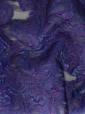 Mood Exclusive Metallic Purple and Navy Swirls Sheer Organza Luxury Brocade Mood Exclusive Metallic Purple and Navy Swirls Sheer Organza Luxury Brocade