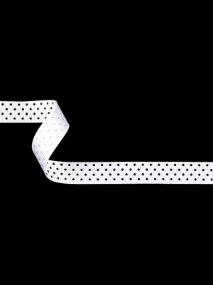 Bright White and Moonless Night Polka Dots Grosgrain Ribbon – 0.625″ Bright White and Moonless Night Polka Dots Grosgrain Ribbon – 0.625″