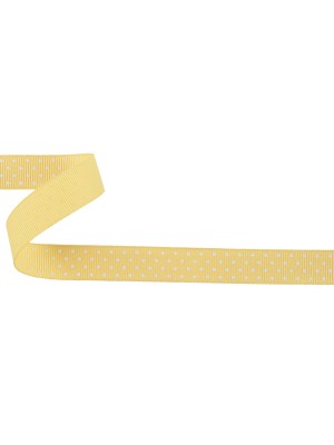 Pale Banana and White Polka Dots Grosgrain Ribbon – 0.625″ Pale Banana and White Polka Dots Grosgrain Ribbon – 0.625″