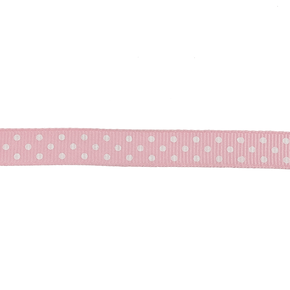 Parfait Pink and White Polka Dots Grosgrain Ribbon - 0.375"