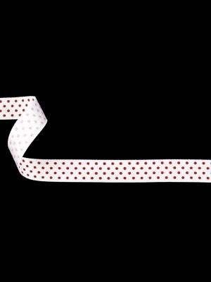 Bright White and Flame Scarlet Polka Dots Grosgrain Ribbon – 0.625″ Bright White and Flame Scarlet Polka Dots Grosgrain Ribbon – 0.625″