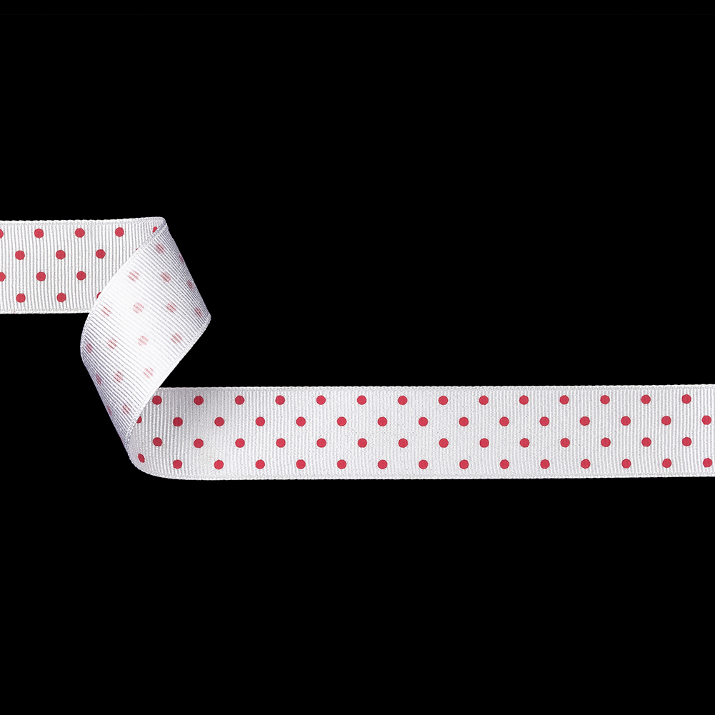 Bright White and Fandango Pink Polka Dots Grosgrain Ribbon – 1″ Bright White and Fandango Pink Polka Dots Grosgrain Ribbon – 1″