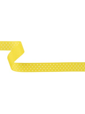 Blazing Yellow and White Polka Dots Grosgrain Ribbon – 0.625″ Blazing Yellow and White Polka Dots Grosgrain Ribbon – 0.625″