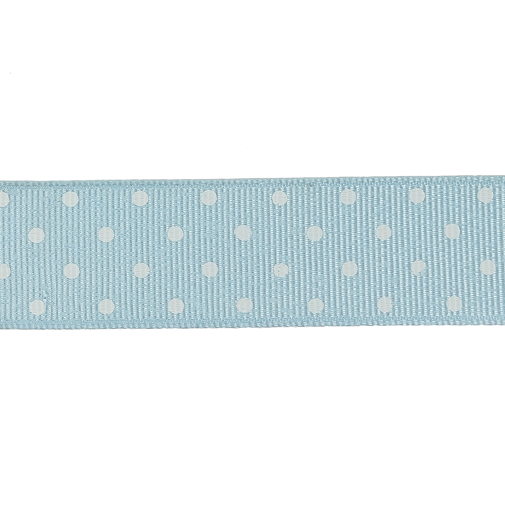 Winter Sky and White Polka Dots Grosgrain Ribbon - 1"