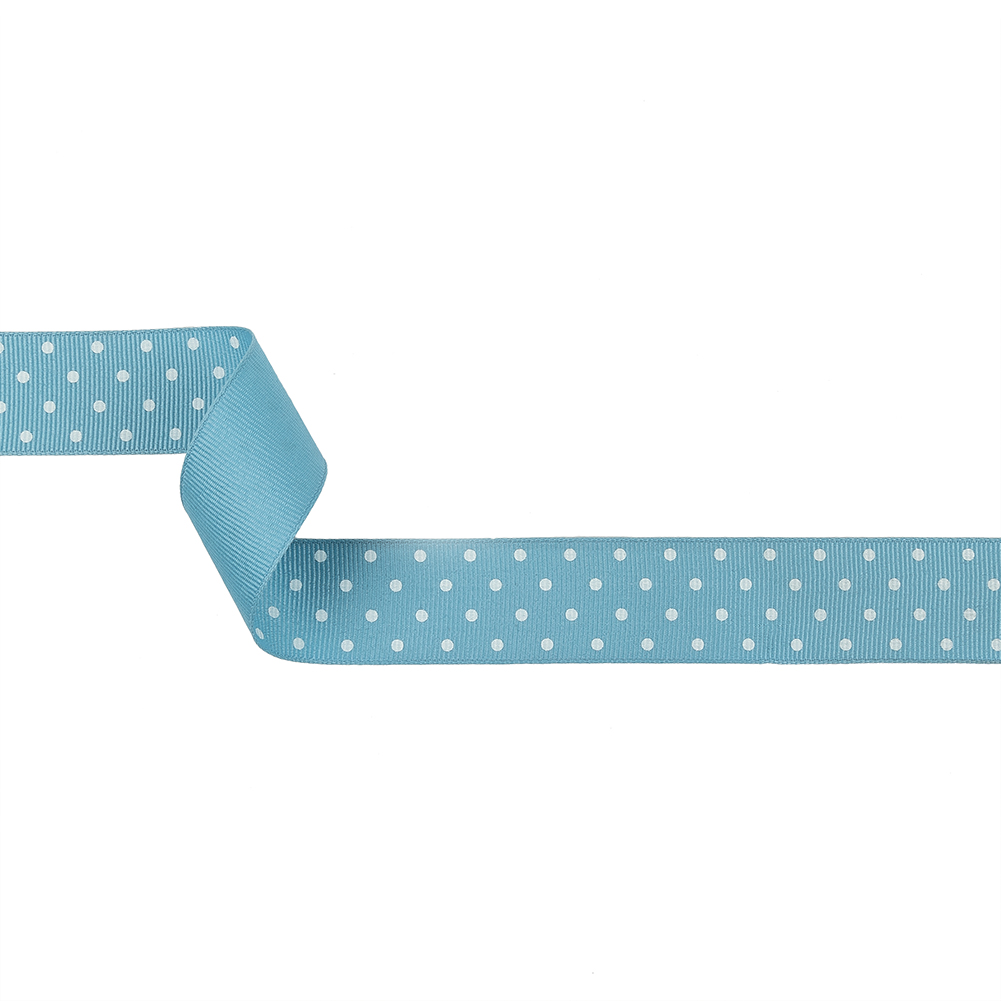 Dusk Blue and White Polka Dots Grosgrain Ribbon – 1″ Dusk Blue and White Polka Dots Grosgrain Ribbon – 1″
