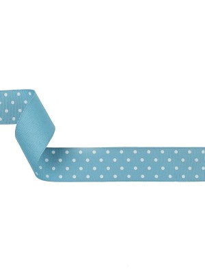 Dusk Blue and White Polka Dots Grosgrain Ribbon – 1″ Dusk Blue and White Polka Dots Grosgrain Ribbon – 1″